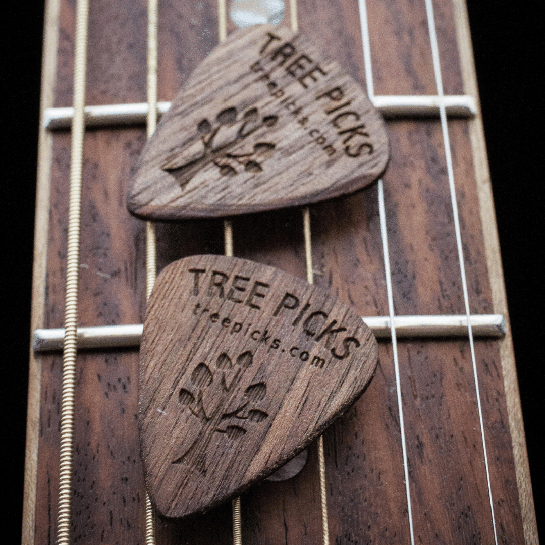 tree picks walnut wood guitar pick