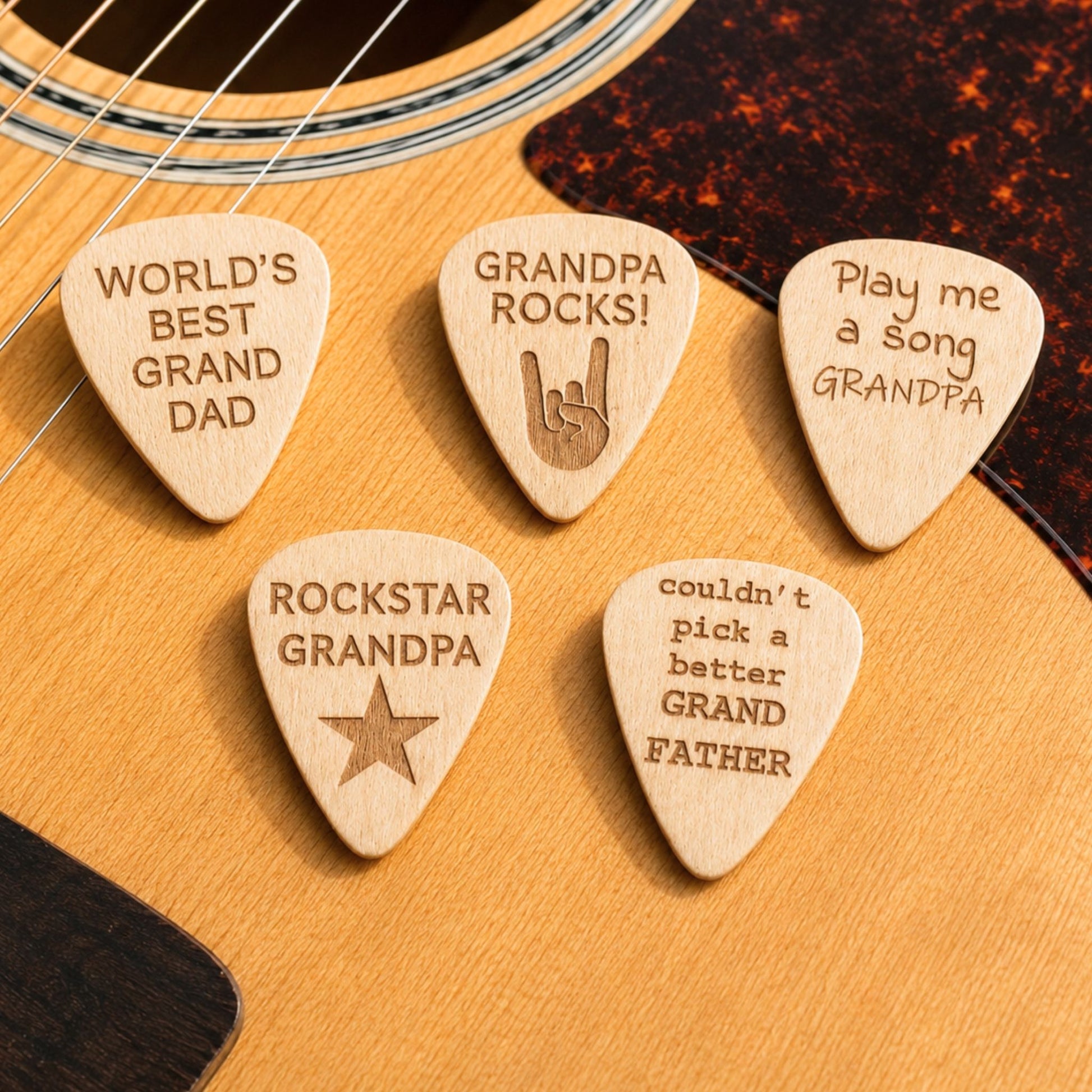 Wooden guitar picks gifts for grandfathers