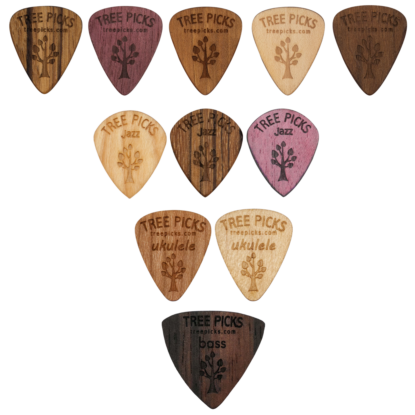 Tree Picks Wood Guitar Picks mandolin custom maple purple heart