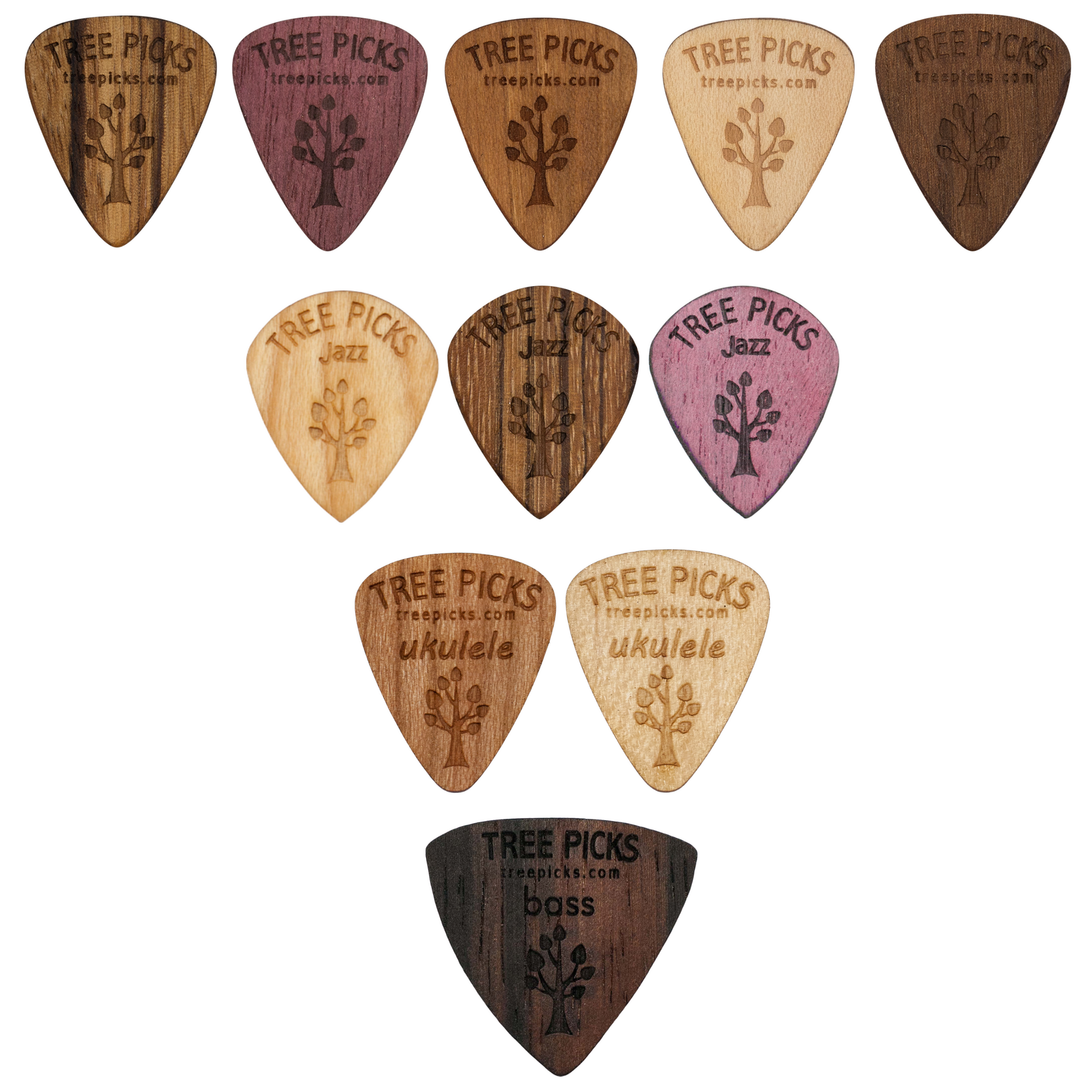 Tree Picks Wood Guitar Picks mandolin custom maple purple heart