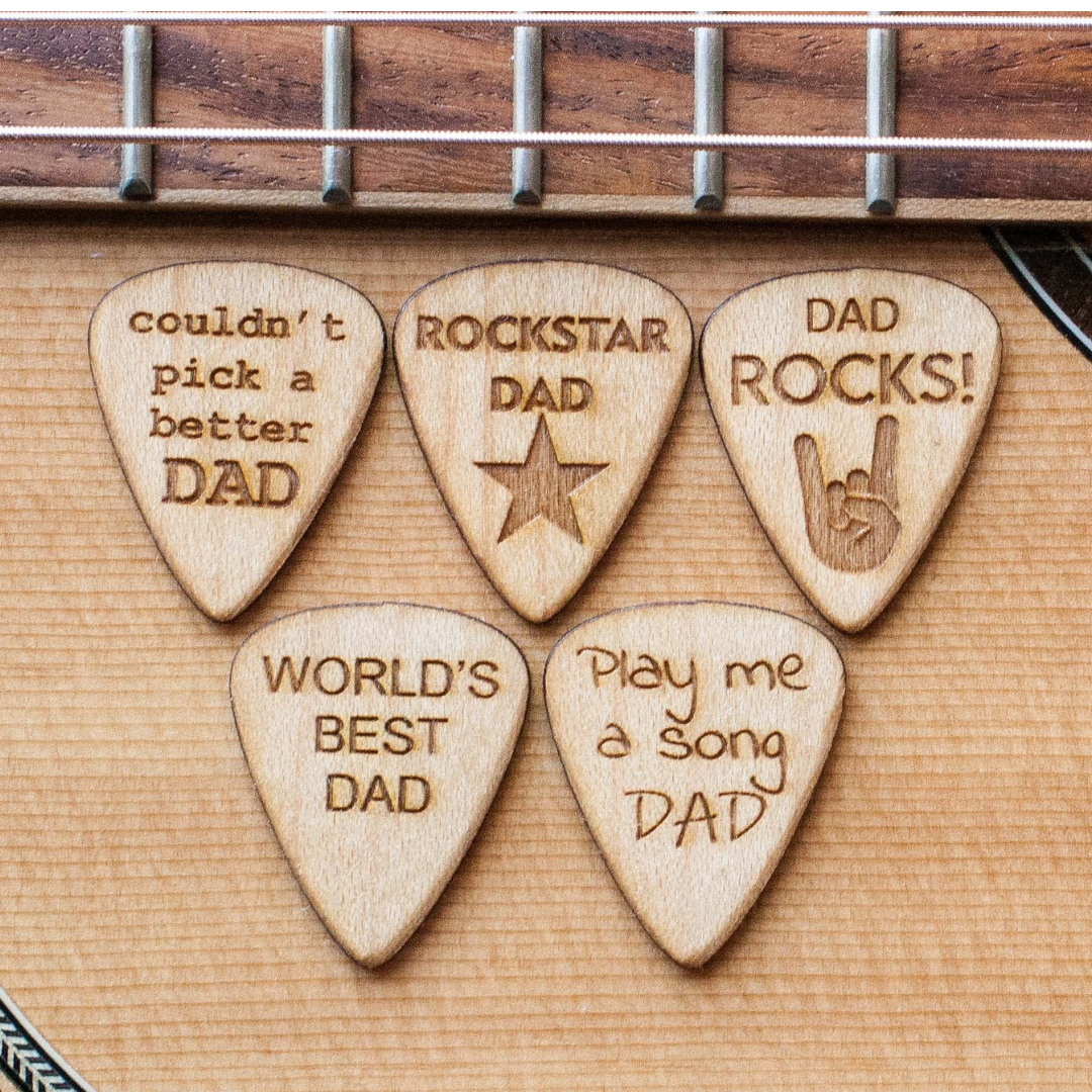 fathers day guitar picks gift wood